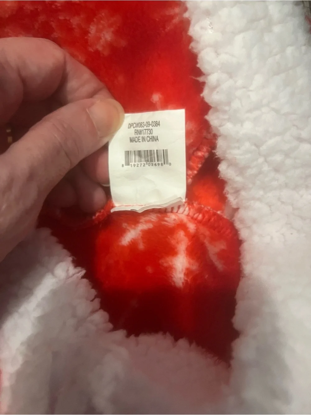 Red with White Snowflakes Fleece with White Sherpa Accents Hooded Robe for Dog